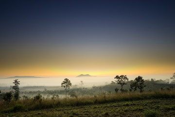 Fototapeta na wymiar Morning sunrise in Thung Salaeng Luang national park