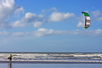 kitesurfer preparing to ride
