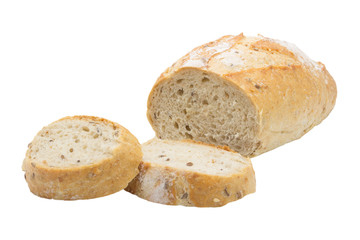 Whole wheat bread, isolated on white background.