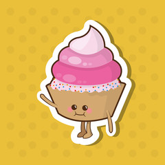 Happy birthday and muffin design , vector illustration