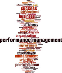 Performance management word cloud concept. Vector illustration