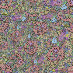 Color flowers illustration. Seamless pattern. Vector