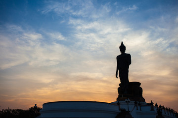 Silhouette of Buddha statue at Phutthamonthon, Nakhon Pathom, Th