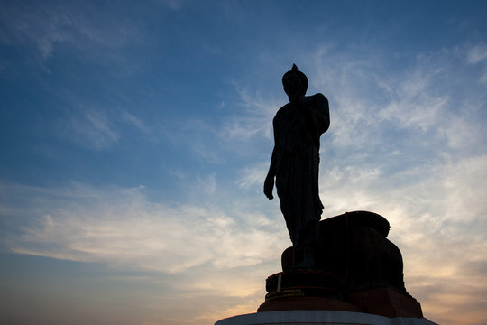 Silhouette of Buddha statue at Phutthamonthon, Nakhon Pathom, Th