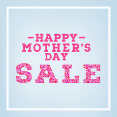 Mother's Day sale inscription made of small heart shapes on blue soft background. Happy Mother's day sale concept.