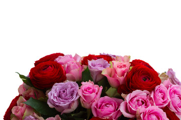 bouquet of fresh roses and ranunculus