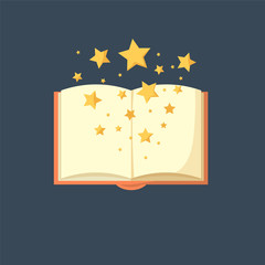 Magic book of spells open flat icon