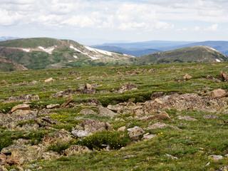 Fototapeta na wymiar Views from Trail Ridge Road in Rocky Mountain National Park, USA