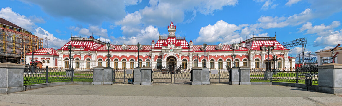 Old railway station building in Yekaterinburg, Russia