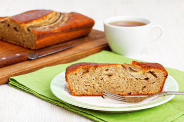 Piece of homemade banana bread