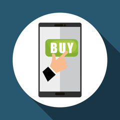 Buy online over white background, mobile vector