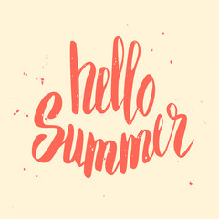 Hello Summer. Hand drawn typography. Vector illustration