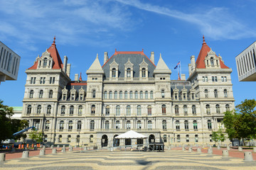 Fototapeta premium New York State Capitol, Albany, New York, USA. This building was built with Romanesque Revival and Neo-Renaissance style in 1867.