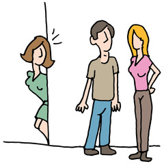 Woman spying on boyfriend