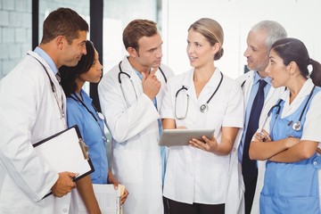 Medical team interacting with each other
