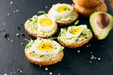 Sandwich with avocado and eggs