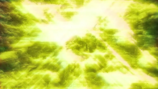 Agua que brota a borbotones procesado con efecto de fulgor verde amarillo

