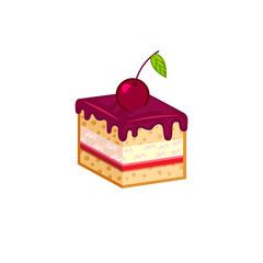 Cherry cake isolated on white background