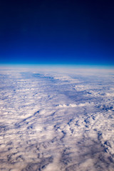 Amazing Aerial View of Clouds and Moon - Panoramic Birds Eye View of White Clouds and Blue Sky, Vertical