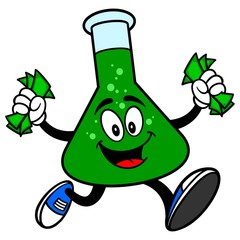 Chemistry Flask Running with Money