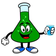 Obraz premium Chemistry Flask with a Cup of Water