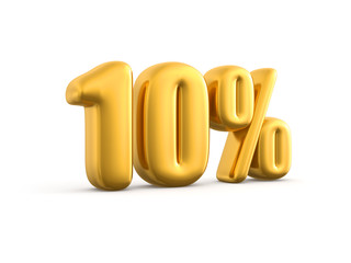 10 Percent gold, 3d render illustration.