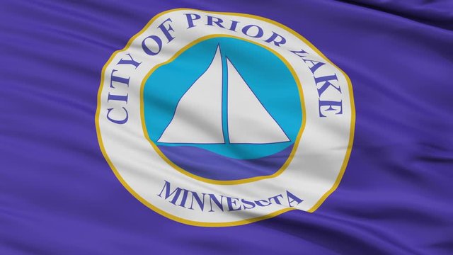 Prior Lake City, Minnesota Flag Close Up Realistic Animation Seamless Loop - 10 Seconds Long