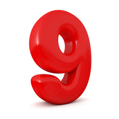 Number 9, 3D illustration