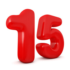 Number 15, 3D illustration