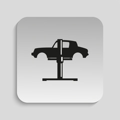 The car at the service station. Vector icon.