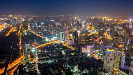 Cityscape of Bangkok city at night , Thailand.
