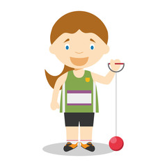 Sports cartoon vector illustrations: Hammer Throw (female)