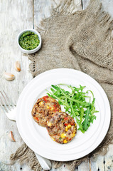 green lentils corn pepper fritters