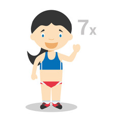 Sports cartoon vector illustrations: Heptathlon