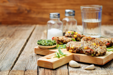 green lentils corn pepper fritters