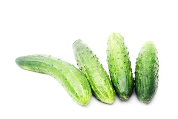 Fresh cucumbers isolated on white