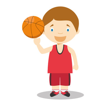 Sports cartoon vector illustrations: Basketball