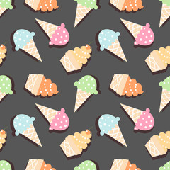 Ice cream vector seamless pattern 