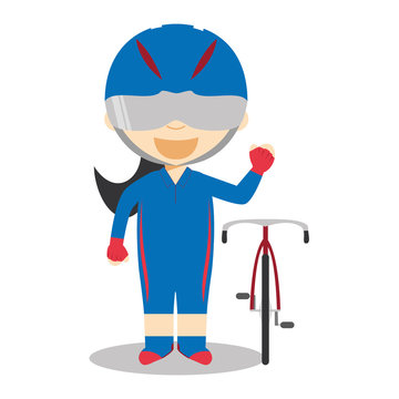 Sports cartoon vector illustrations: Track Cycling (female)