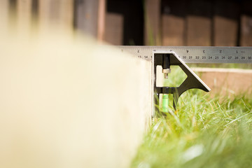 Garden measure useable to landscaping for pieces of wood; hard w