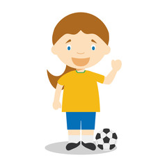 Sports cartoon vector illustrations: Football (female)