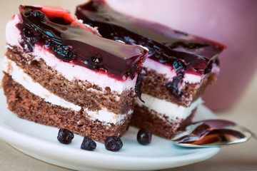 Cutting a blueberry pie