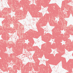 Vector seamless childish pattern with stars. Grunge style, shabby street art imitation. Vintage old paper texture. - 108581267