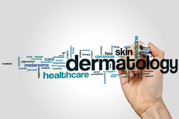 Dermatology word cloud - obrazy, fototapety, plakaty