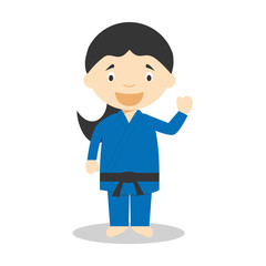Sports cartoon vector illustrations: Judo (female)