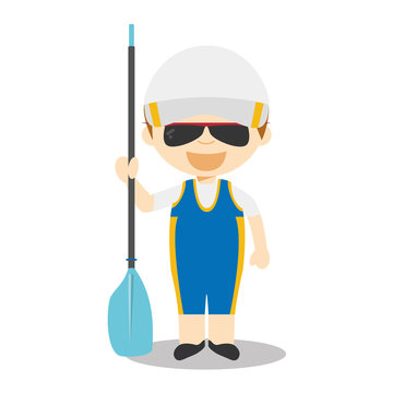 Sports cartoon vector illustrations: Rowing