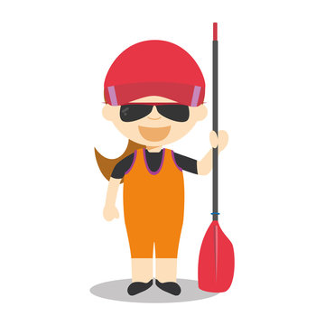 Sports cartoon vector illustrations: Rowing (female)