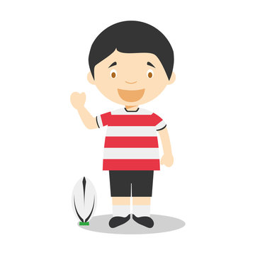 Sports cartoon vector illustrations: Rugby