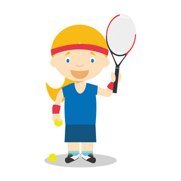 Sports cartoon vector illustrations: Tennis (female)
