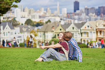 Romantic loving couple having a date in San Francisco